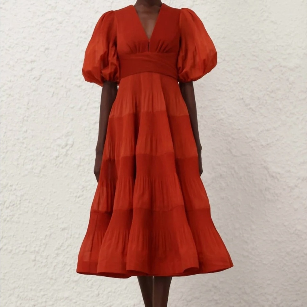 Zimmermann Women's Pleated Mini Dress In Dark Red NWT Size 0